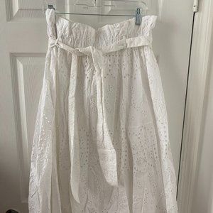H&M Eyelet Midi Skirt w/ Self Belt